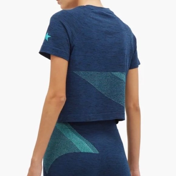 New LNDR Comet Poseidon Marl boxy oversized metallic panel cropped t-shirt top - Picture 8 of 14